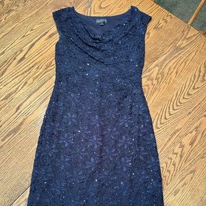 Navy sequin / lace short sleeve dress.  Excellent condition.